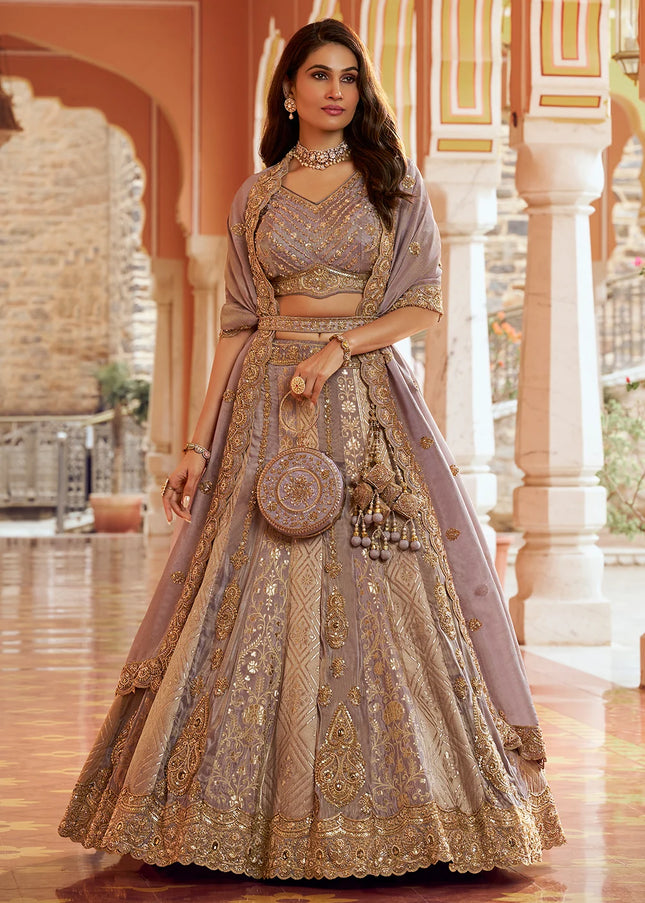 Mauve Embroidered Lehenga Choli