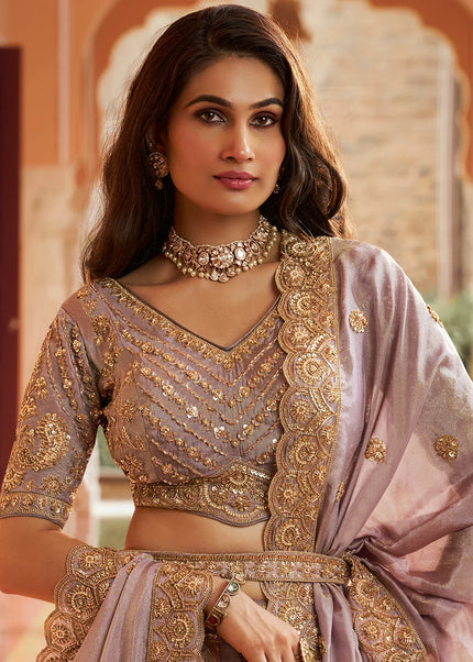 Mauve Embroidered Lehenga Choli