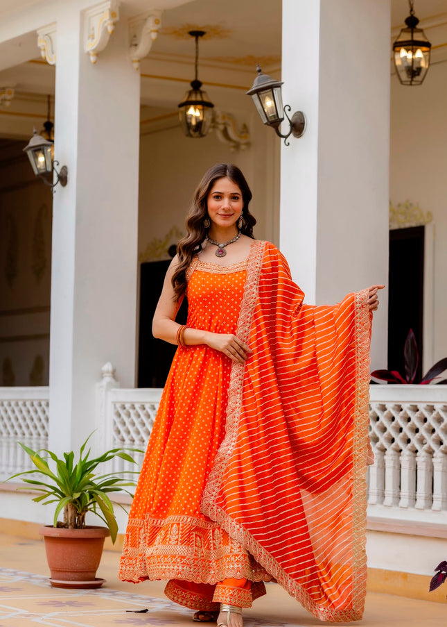 Vichitra Silk Printed and Embroidered Palazzo Suit Series