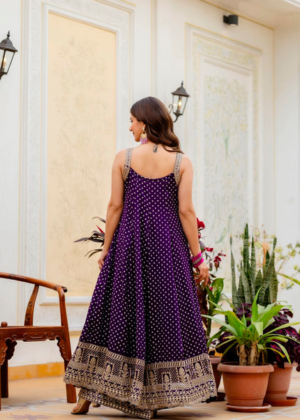 Vichitra Silk Printed and Embroidered Palazzo Suit Series