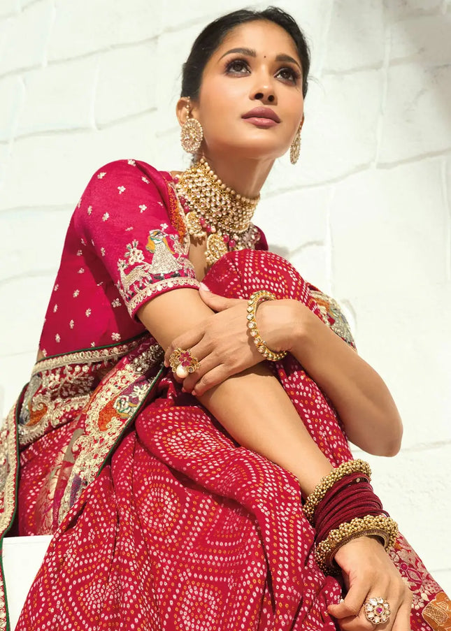 Red Embroidered Saree