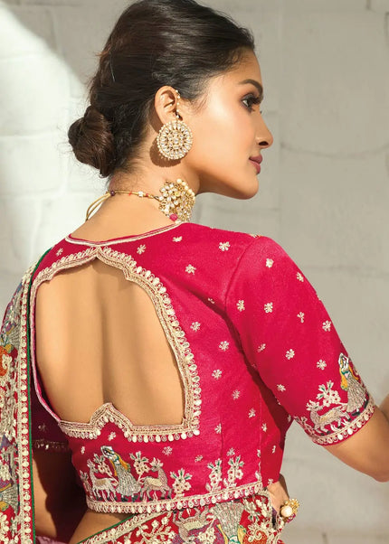 Red Embroidered Saree