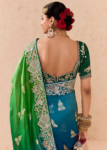 Green Embroidered Wedding Saree