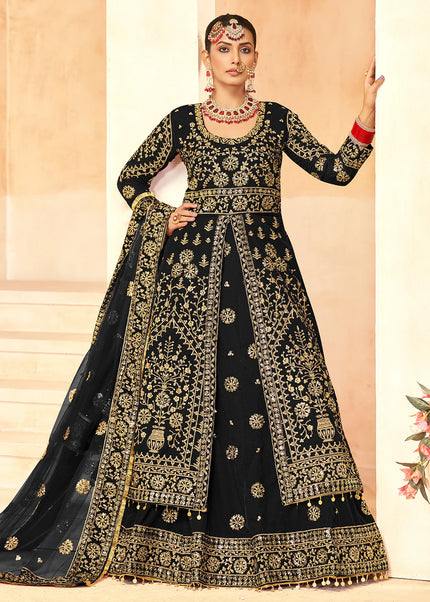 Black Embroidered Lehenga Anarkali