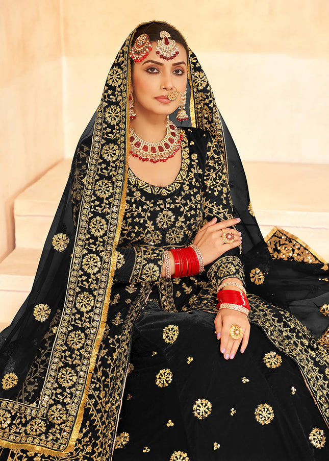 Black Embroidered Lehenga Anarkali