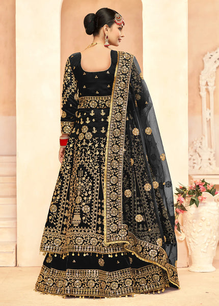 Black Embroidered Lehenga Anarkali