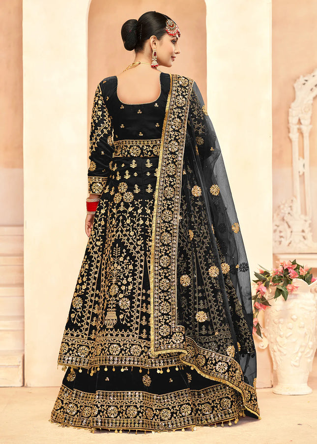 Black Embroidered Lehenga Anarkali