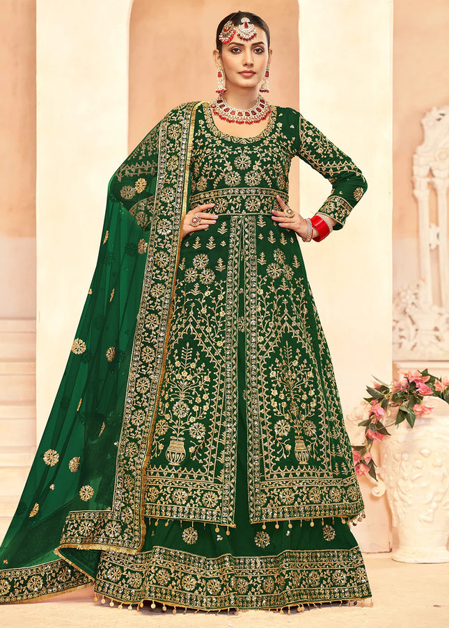 Green Embroidered Lehenga Anarkali