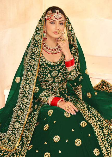 Green Embroidered Lehenga Anarkali