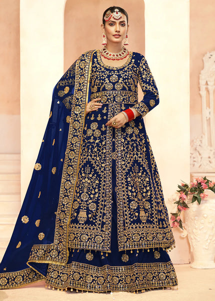 Blue Embroidered Lehenga Anarkali