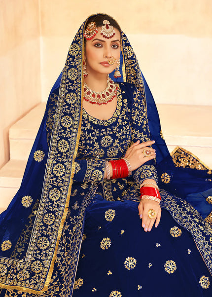 Blue Embroidered Lehenga Anarkali