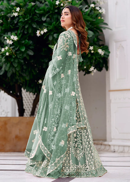 Sea Green Embroidered Anarkali