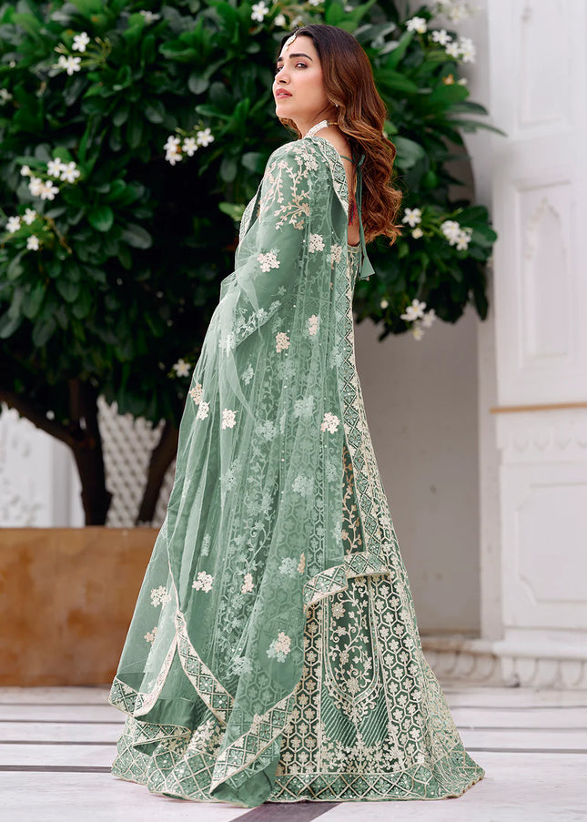 Sea Green Embroidered Anarkali