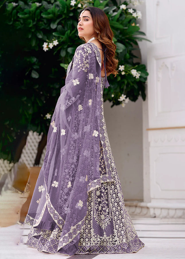 Purple Embroidered Anarkali