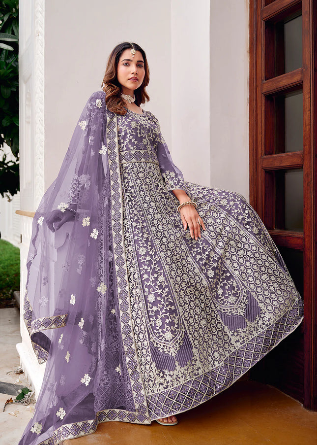 Purple Embroidered Anarkali