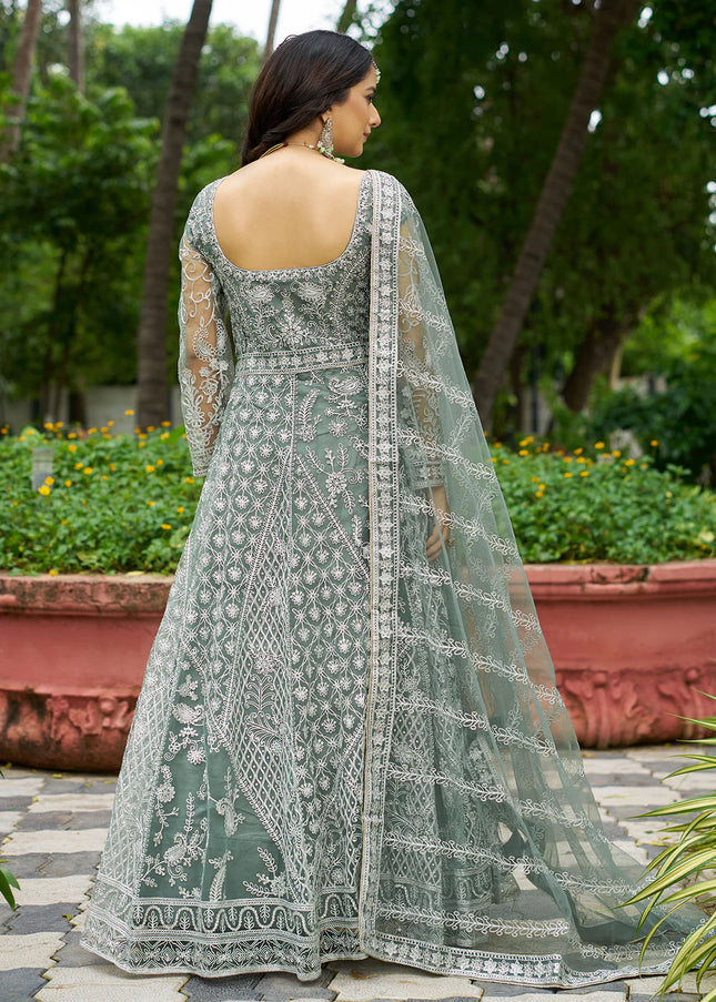 Sea Green Embroidered Anarkali