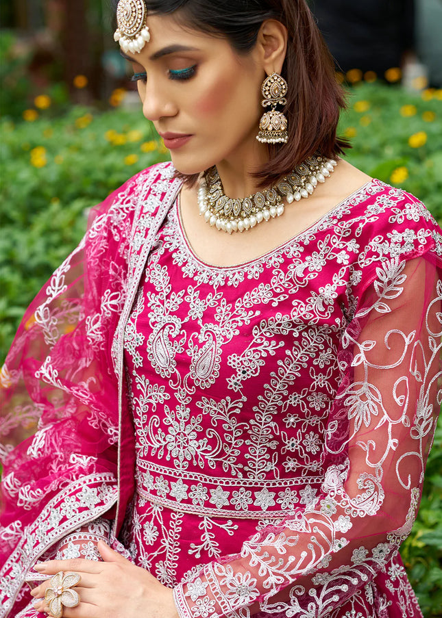 Pink Embroidered Anarkali