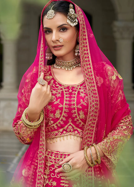 Pink Embroidered Lehenga Choli