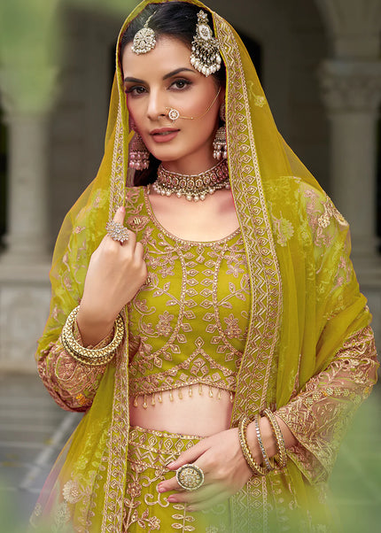 Green Embroidered Lehenga Choli