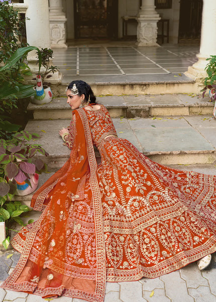 Orange Embroidered Lehenga Choli