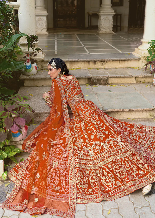 Orange Embroidered Lehenga Choli