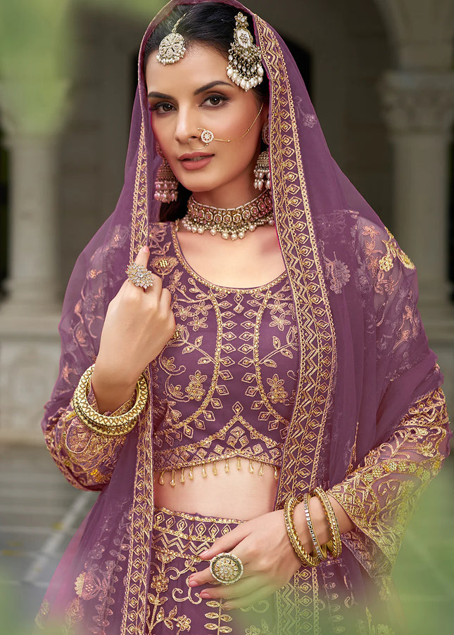 Purple Embroidered Lehenga Choli
