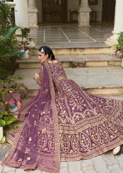 Purple Embroidered Lehenga Choli