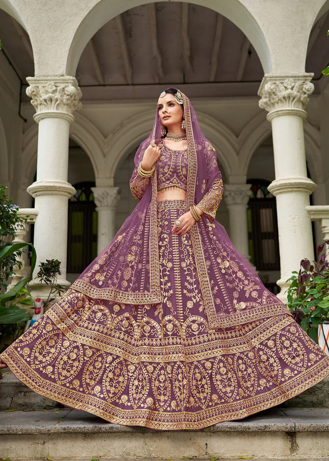 Purple Embroidered Lehenga Choli