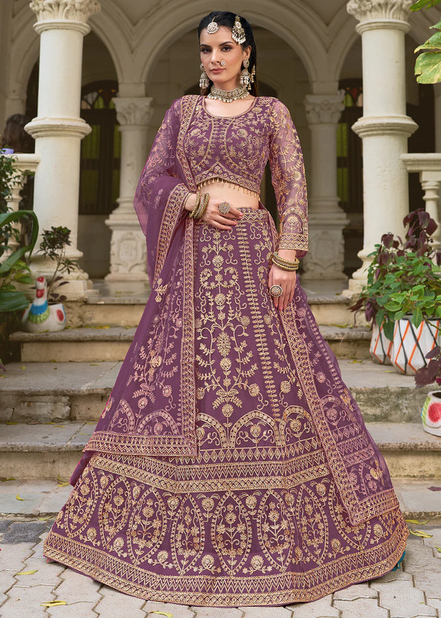 Purple Embroidered Lehenga Choli
