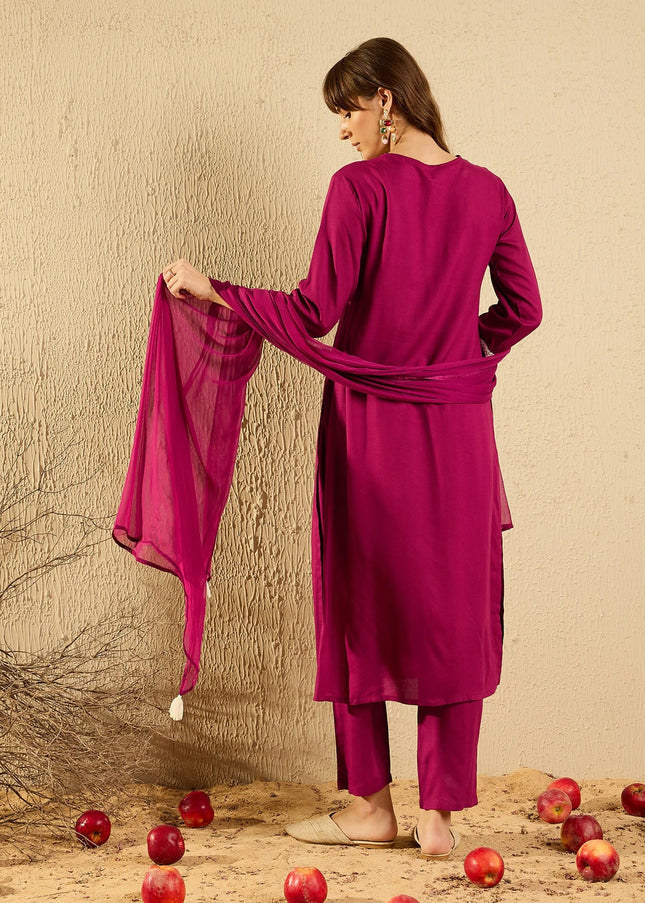 Pink Embroidered Pant Style Suit