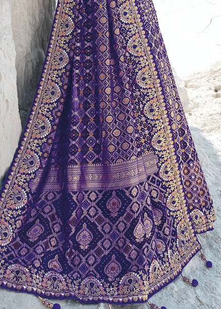 Blue Embroidered Wedding/Festive Saree