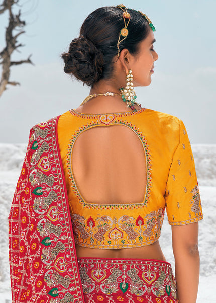 Red Embroidered Wedding/Festive Saree