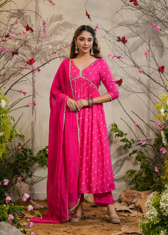 Pink Embroidered Pant Style Suit