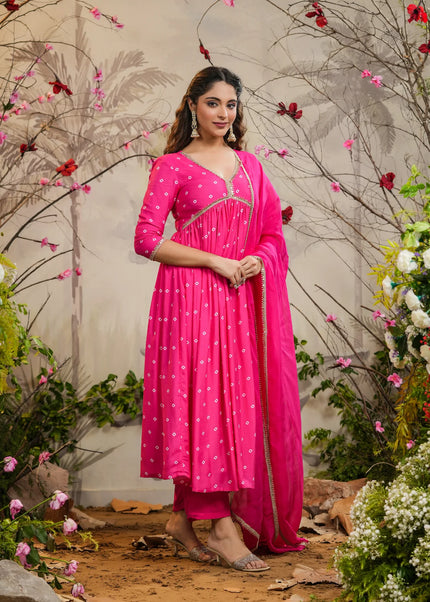 Pink Embroidered Pant Style Suit