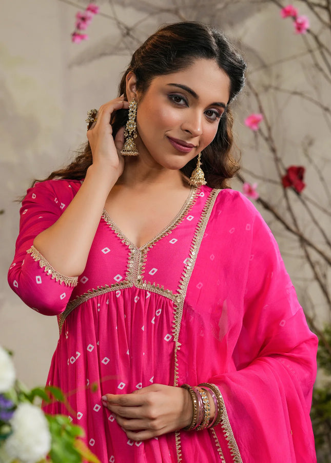 Pink Embroidered Pant Style Suit