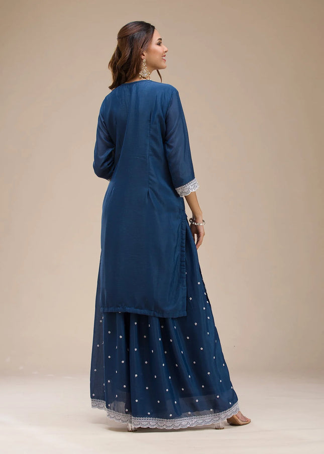 Sequins Embroidered Sharara Suit