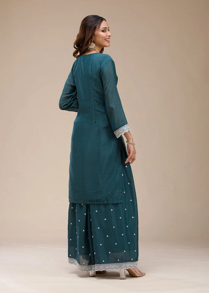 Sequins Embroidered Sharara Suit