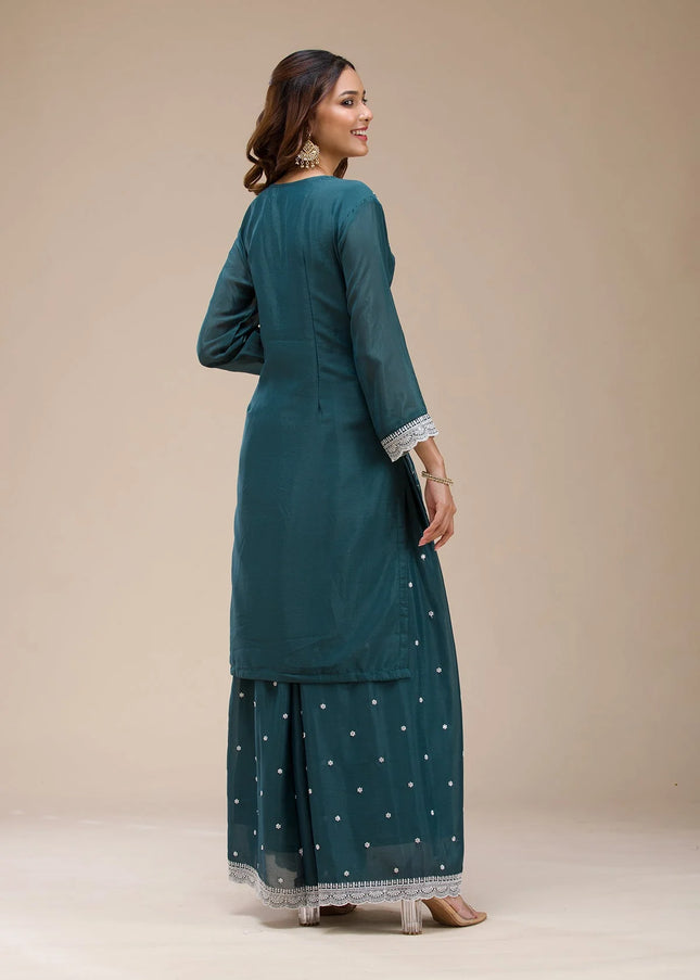Sequins Embroidered Sharara Suit