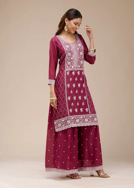 Sequins Embroidered Sharara Suit