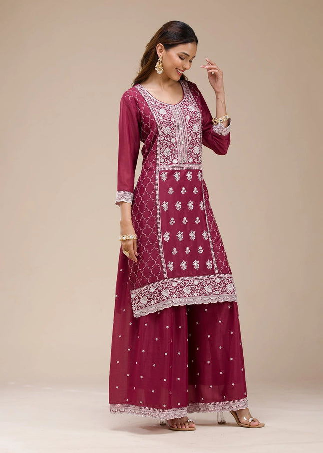 Sequins Embroidered Sharara Suit