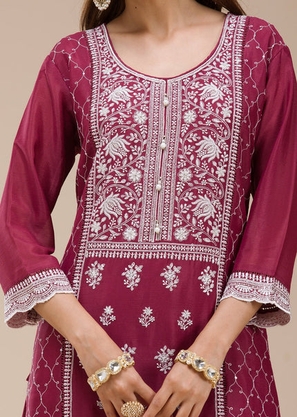 Sequins Embroidered Sharara Suit
