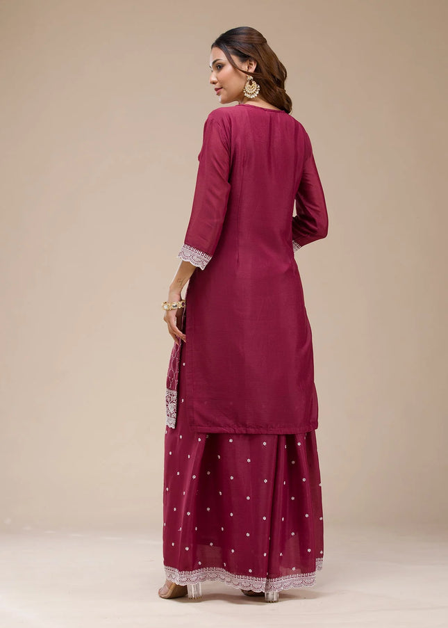 Sequins Embroidered Sharara Suit