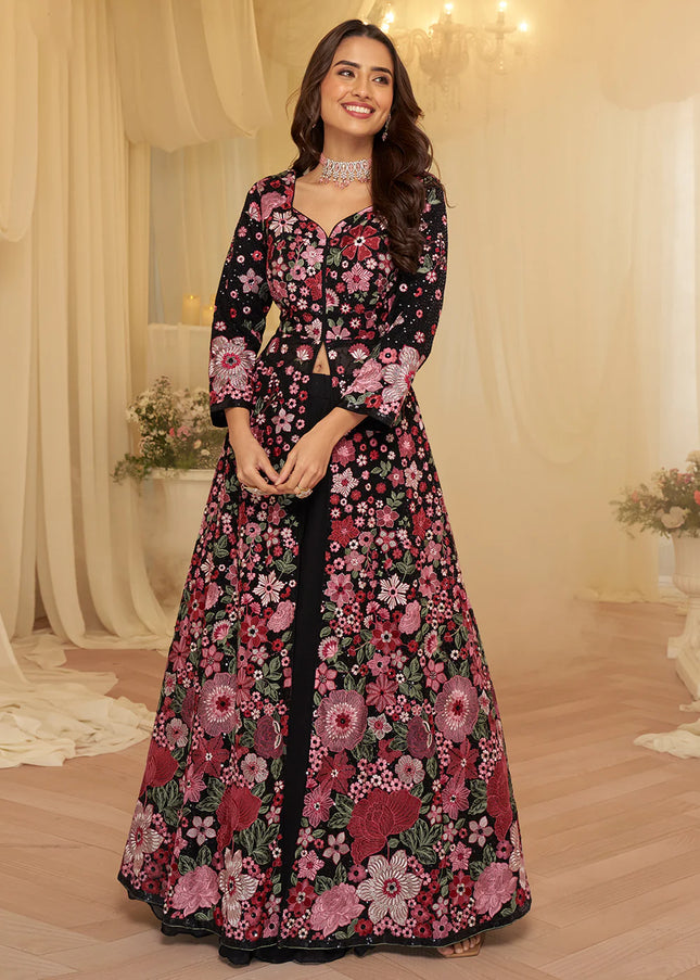 Black Embroidered Lehenga Anarkali
