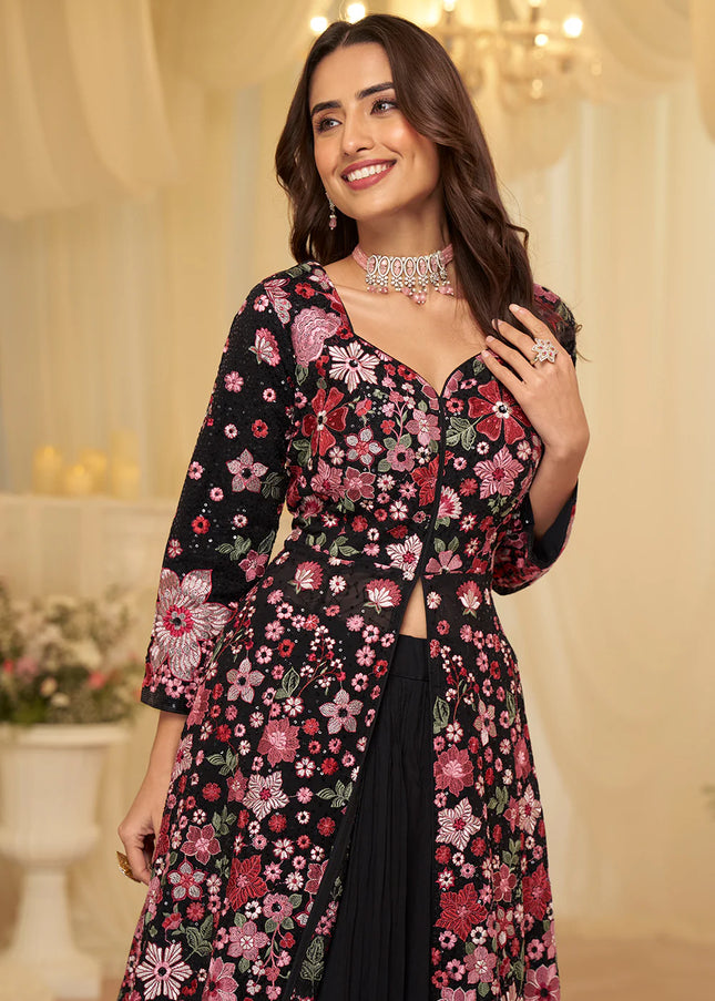 Black Embroidered Lehenga Anarkali