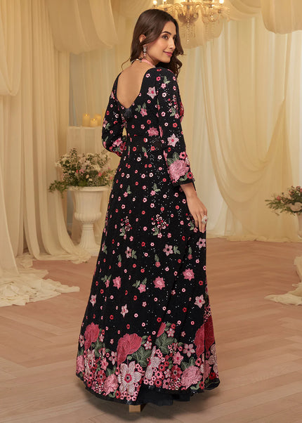 Black Embroidered Lehenga Anarkali
