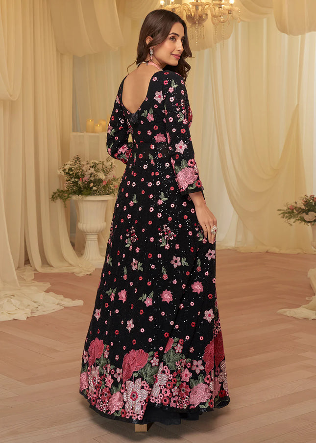 Black Embroidered Lehenga Anarkali