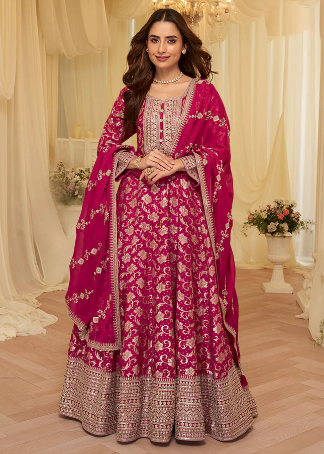 Pink Embroidered Anarkali Gown