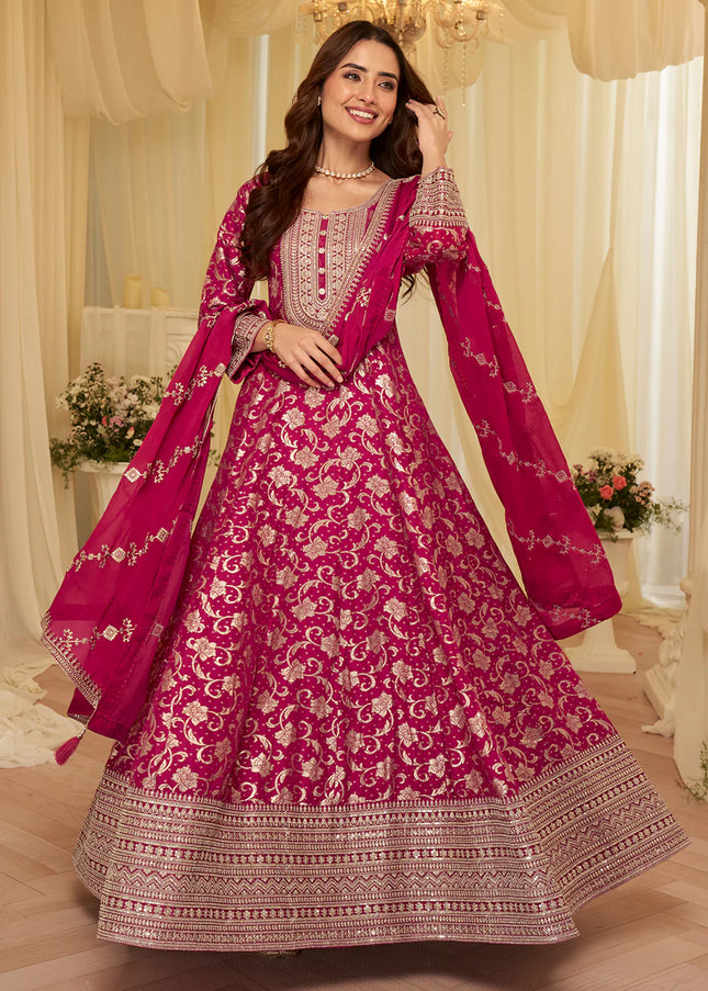 Pink Embroidered Anarkali Gown