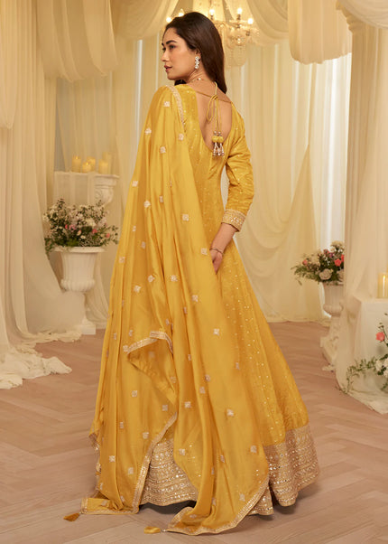 Yellow Embroidered Anarkali Gown