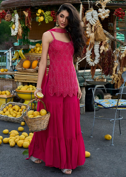 Pink Embroidered Gharara Suit
